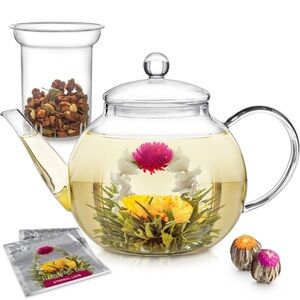 Teabloom 40oz teapot & loose tea glass infuser- New in box